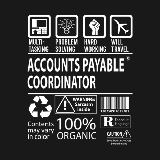 Accounts Payable Coordinator T Shirt - MultiTasking Certified Job Gift Item Tee T-Shirt