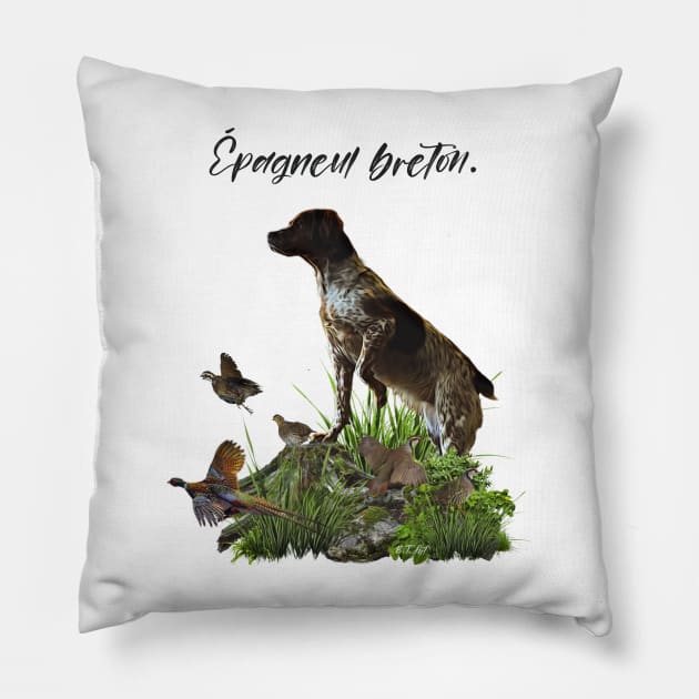 Brittany Spaniel Pillow by German Wirehaired Pointer 