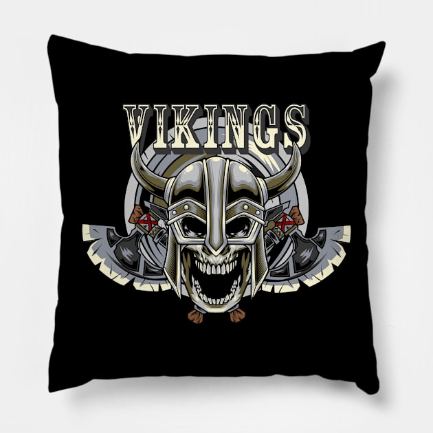 Viking Skull .3.1 Pillow by Harrisaputra