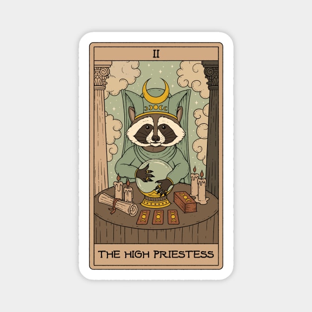 The High Priestess - Raccoons Tarot Magnet by thiagocorrea