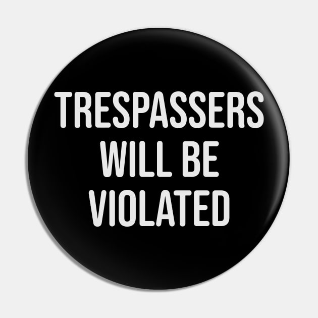 Trespassers Will Be Violated Pin by n23tees