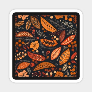 Flat Autumn Foliage Seamless Floral Pattern Fall Leaves Magnet