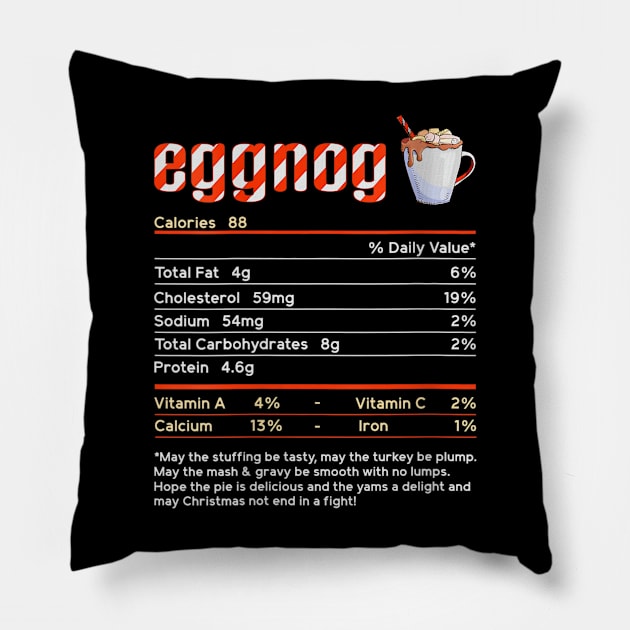 Eggnog Nutrition - Facts Funny Christmas - Thanksgiving Food Pillow by Origami Fashion