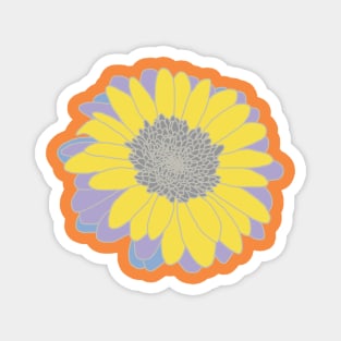 Yellow and Gray Flower Drawing Magnet