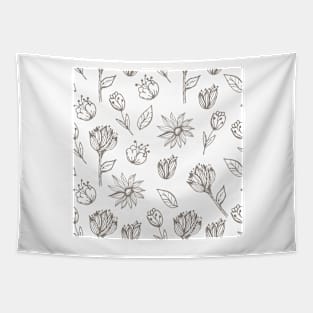 Hand drawn delicate decorative vintage seamless pattern with blossom flowers Tapestry