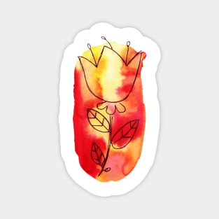 Red Yellow Watercolor Ombre Flower Magnet