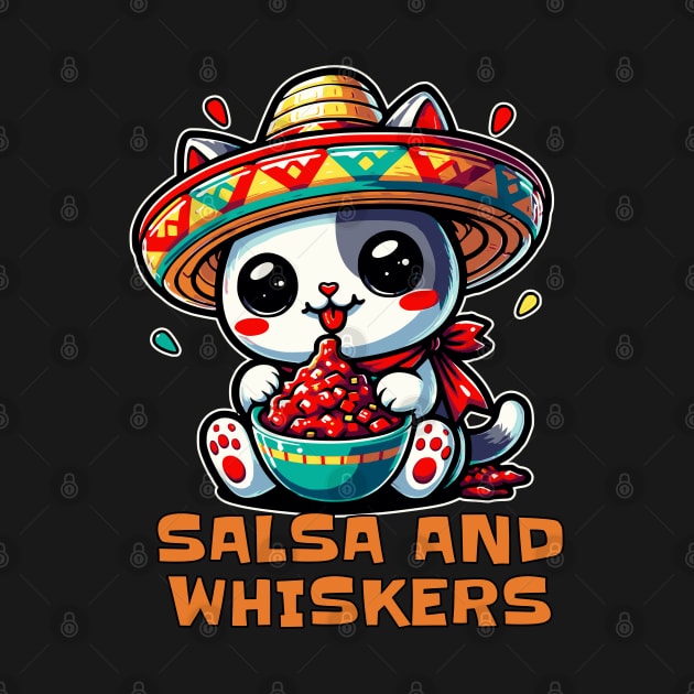 Salsa and Whiskers Cute Kawaii Cat Lover by Odetee