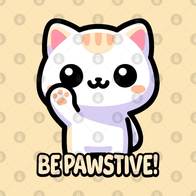 Be Pawsitive! Cute Cat Pun by Cute And Punny