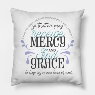 Hebrew 4:16 quotes with floral art black ver II Pillow