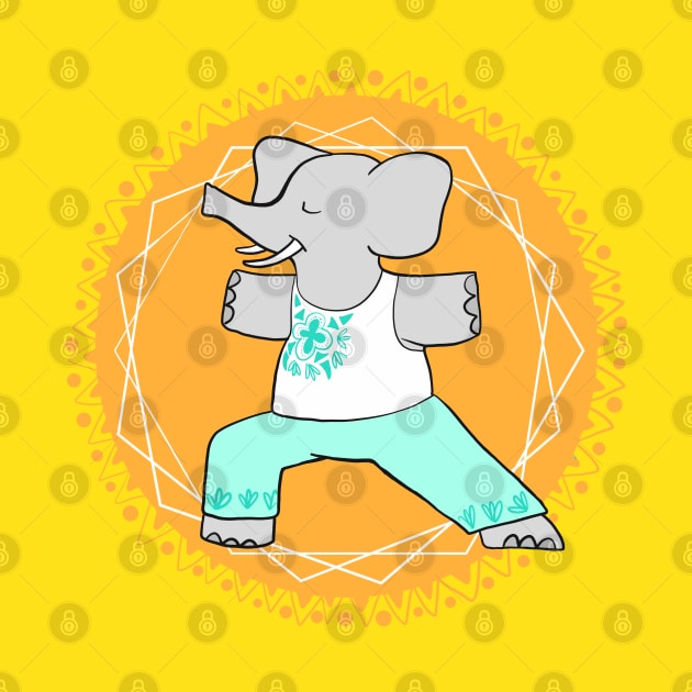 Yoga warrior pose elephant by Ayeletbarnoy