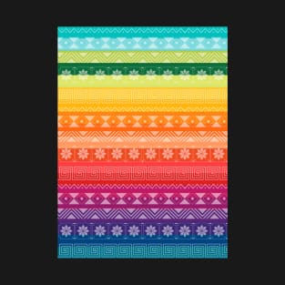 Peruvian Textile Style Design / Rainbow Flag with geometric shapes. T-Shirt