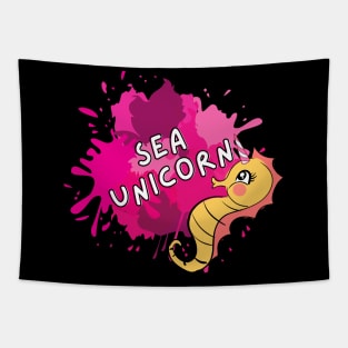 Sea Unicorn Comic Süß Witzig Seepferdchen Tier Tapestry