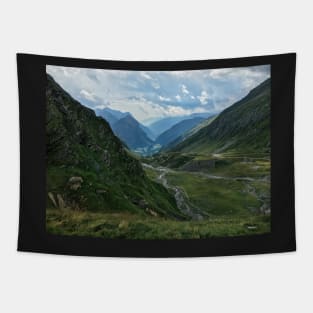 View on Beautiful Swiss Alpine Valley (Ticino, Switzerland) Tapestry