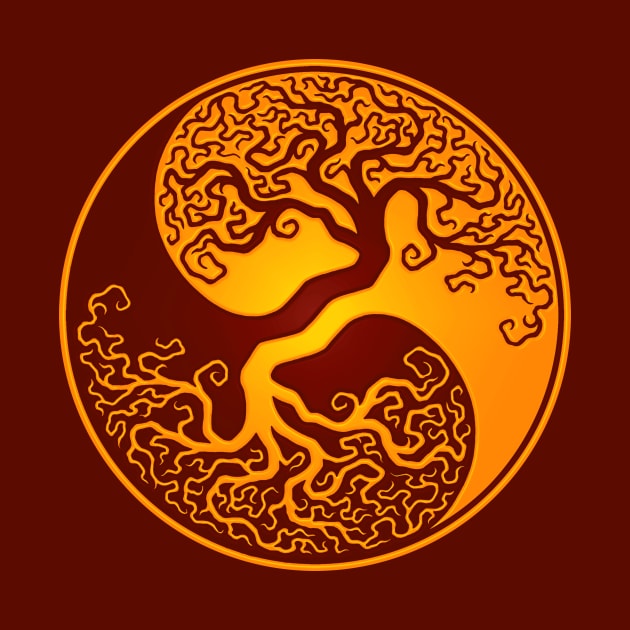 Yellow and Red Tree of Life Yin Yang by jeffbartels