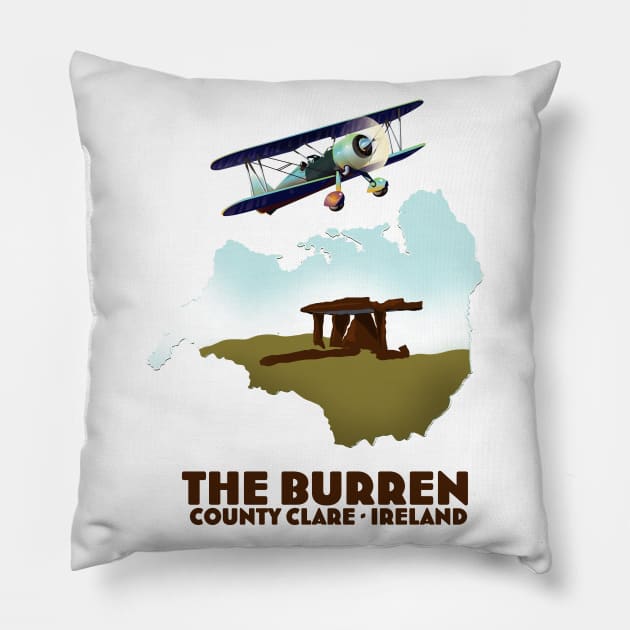 County Clare The Burren Ireland travel poster Pillow by nickemporium1