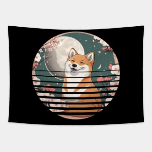 Shiba Inu Dog, Cherry Blossom, Japanese Style Tapestry