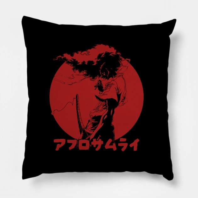 afro samurai dark red Pillow by podni cheear
