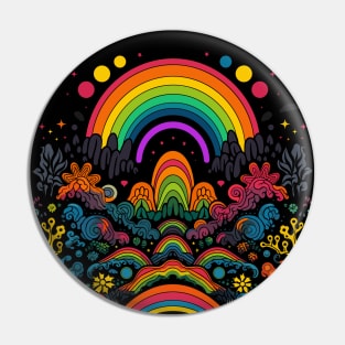 Retro Rainbow 70s Style Design Pin