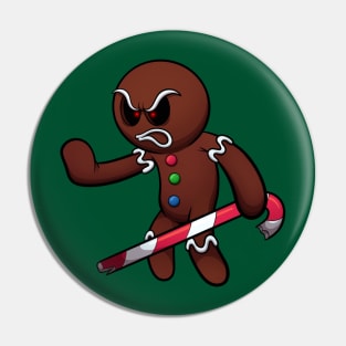 Evil Gingerbread Man Ready For Battle Pin