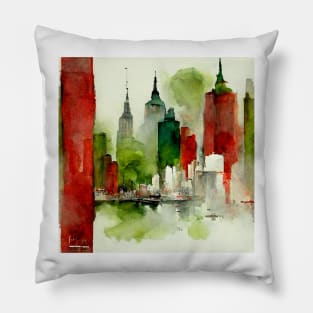 New York watercolor Pillow