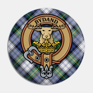 Clan Gordon Crest over Dress Tartan Pin