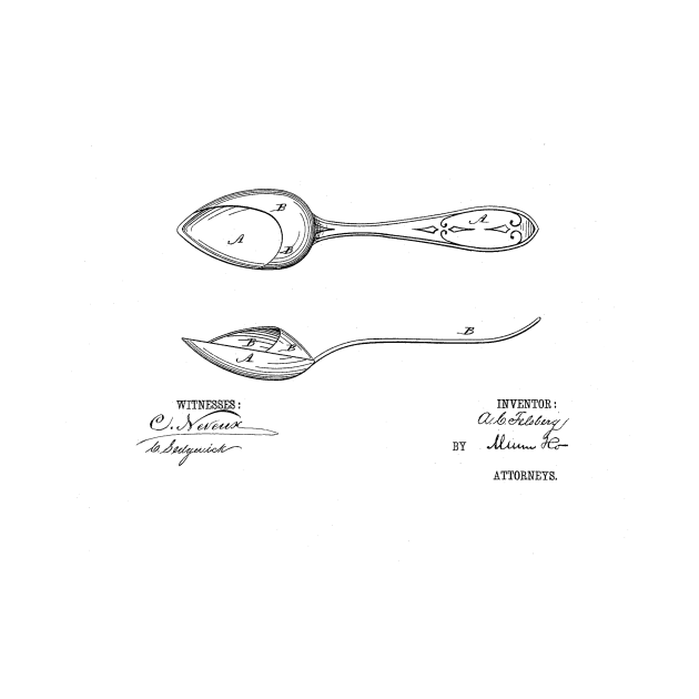 Spoon VINTAGE PATENT DRAWING by TheYoungDesigns