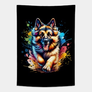 German Shepherd Dog watercolor splash Tapestry