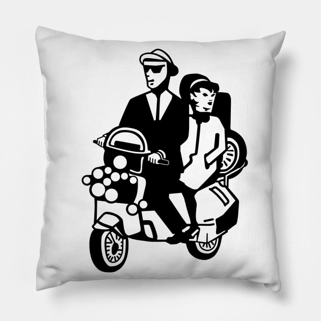 2-Tone Scooter Couple Pillow by Miss Upsetter Designs