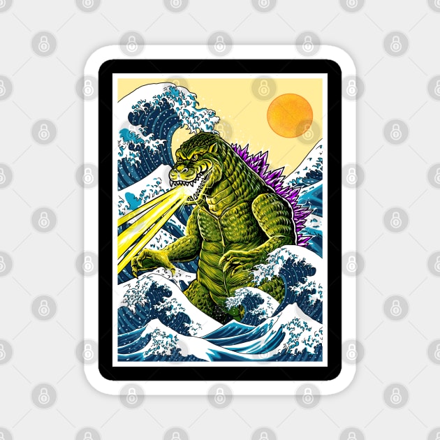 The Great Godzilla off Kanagawa Magnet by polkadothero