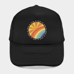 Love is Love Sun and Rainbow retro design Hat