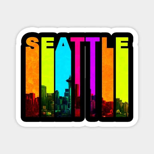 Retro Seattle Washington Cityscape Skyline Magnet by phughes1980