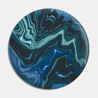 Striking swirl paint pattern, in silver and blue Pin