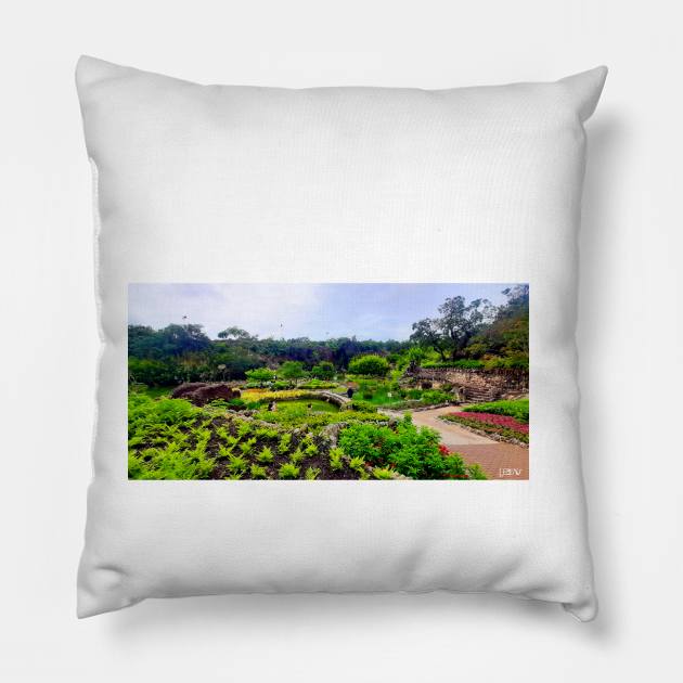 magical zen garden in collage photo landscape wallpaper Pillow by jorge_lebeau