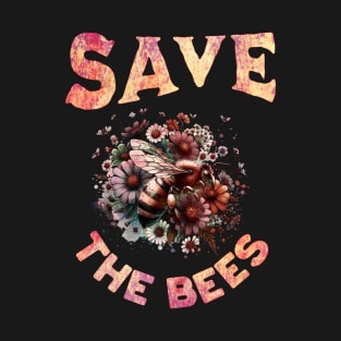 Bee sunflowers and quote bloom together, motivational, ways to help the earth, grunge watercolor style T-Shirt