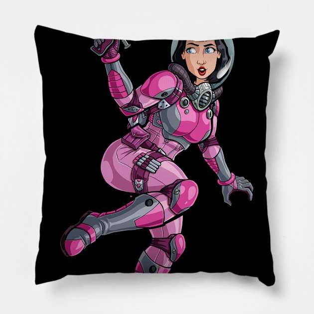 Space Bettie Pillow by TravisPerkinsArt