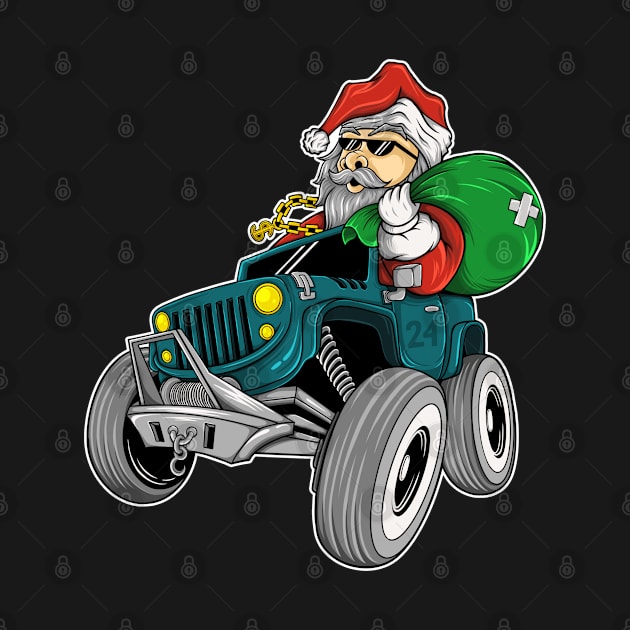 Santa Claus riding in a car by DMD Art Studio