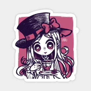 girl drinking tea Magnet