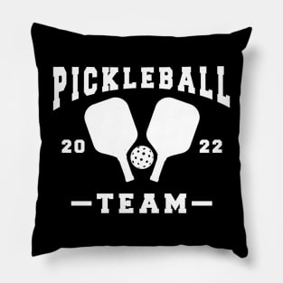 Pickleball team white text. Pillow