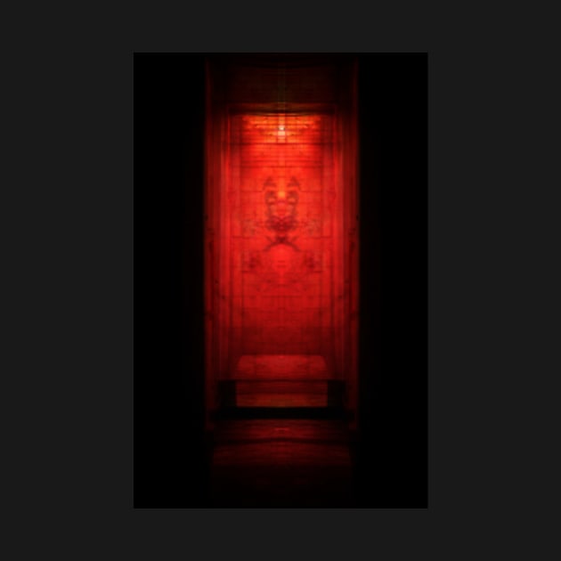 Digital collage, special processing. Wall with some graffiti. Entrance. Red light. by 234TeeUser234