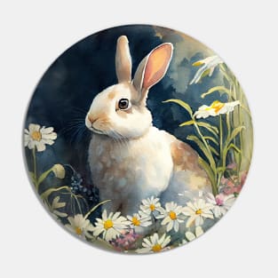 Watercolor Rabbit - Adorable Bunny Art for Animal Lovers Pin