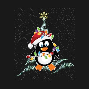 Cute funny Penguin Christmas TShirt with Santa hat T-Shirt