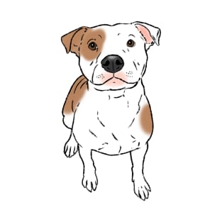 White Pitbull with Spots, Sitting Pittie T-Shirt