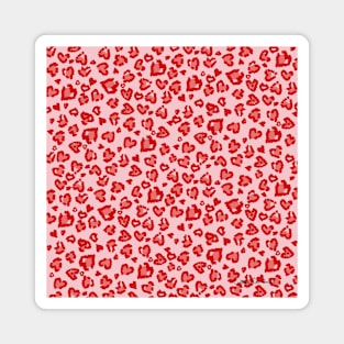 Valentine Leopard Pattern in Red on Blush Magnet