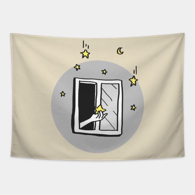 Catch A Falling Star - Right Out Your Window Tapestry by WordvineMedia