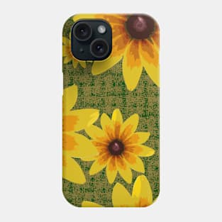 Blackeyed Susan on Burlap Gold over Green Phone Case