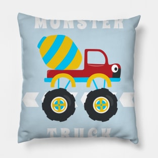 Vector illustration of monster truck with cartoon style Pillow