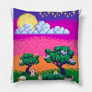 Pixelated Pets at Sunset Pillow