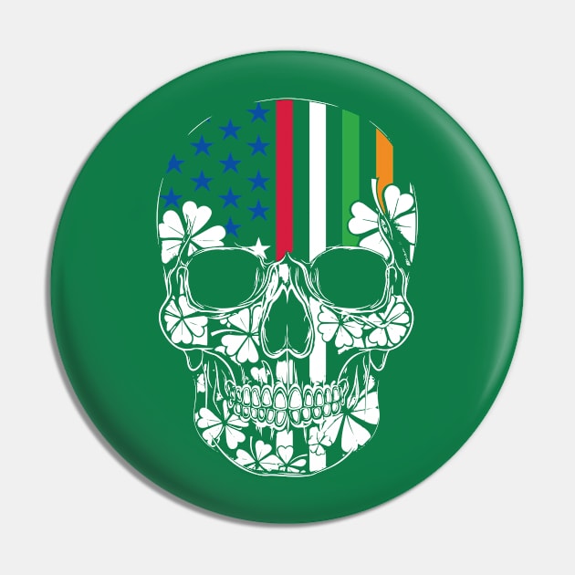 USA and Irish Flag Skull St Patrick’s Day Pin by Wintrly