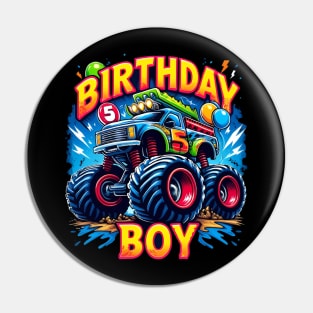 Birthday Boy 5 Years - Monster Truck (possibility of personalization with name) Pin