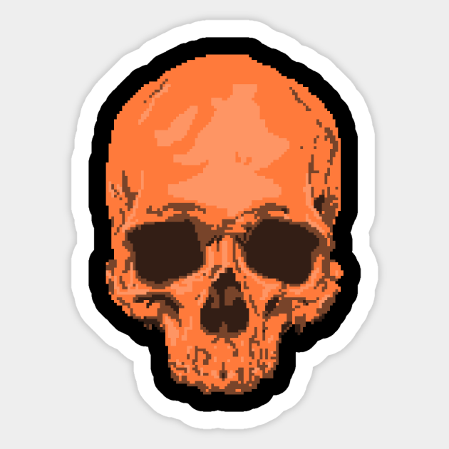 Orange Pixelated Skull - Skull - Sticker | TeePublic